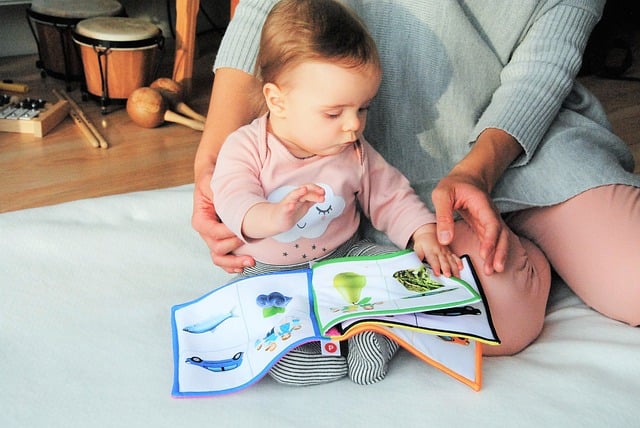 Curious Baby Exploring Colorful Book